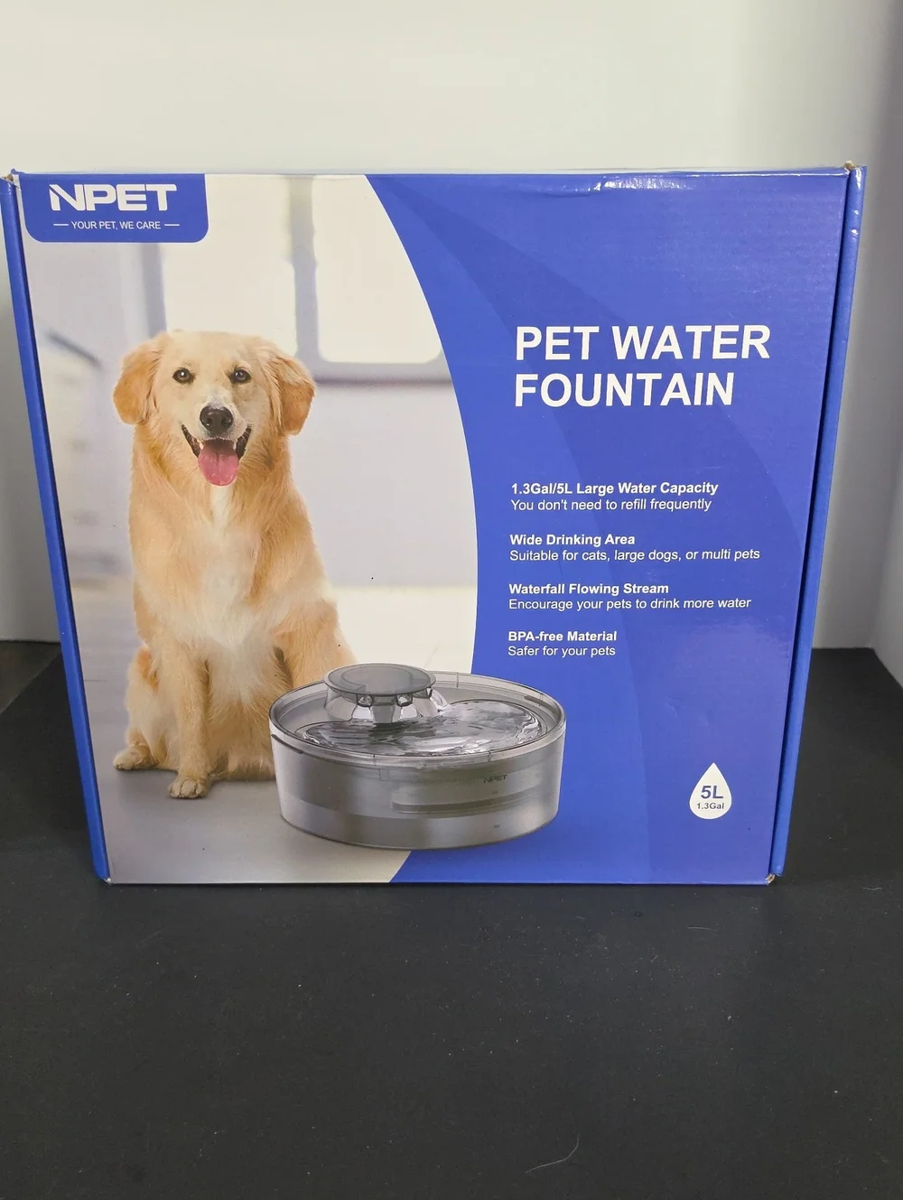 NPET Pet Water Fountain - Silver/Gray